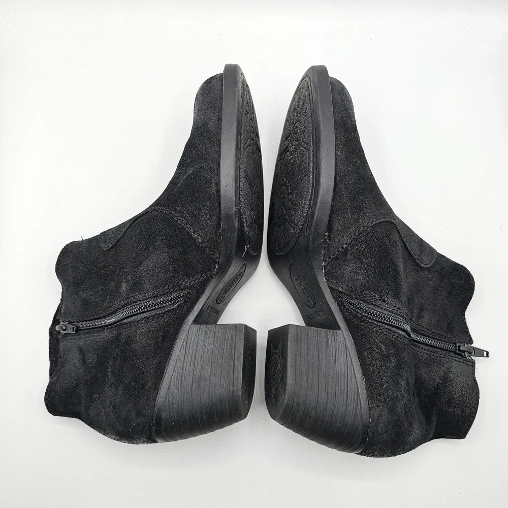 Born Boots Womens 9 Black Rough Michel Ankle Booties‎ Block Heel Zipper D89709